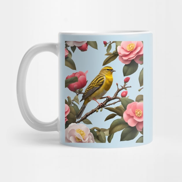 Alabama State Bird Yellowhammer And Camellia by taiche